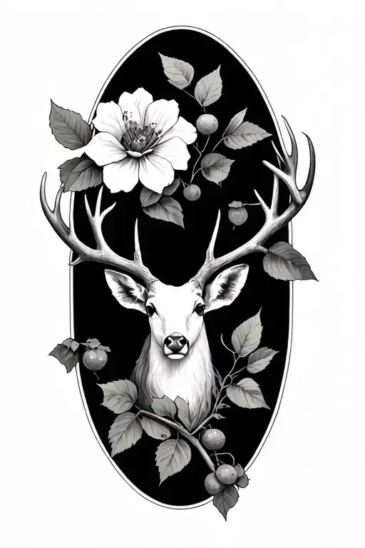 Dewberry Vine With Flower With A Deer Antlers Surrounded