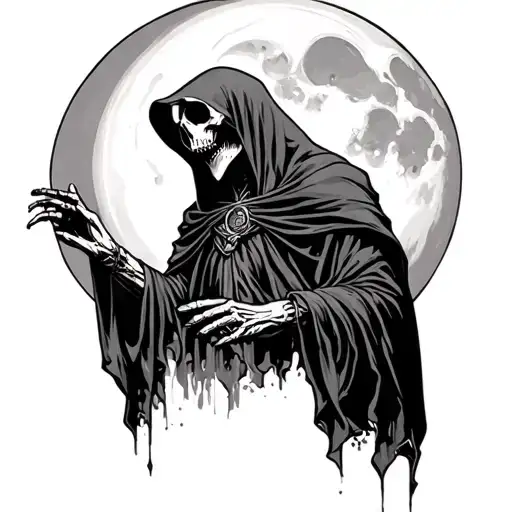 Grim Reaper With Moon Behind Him