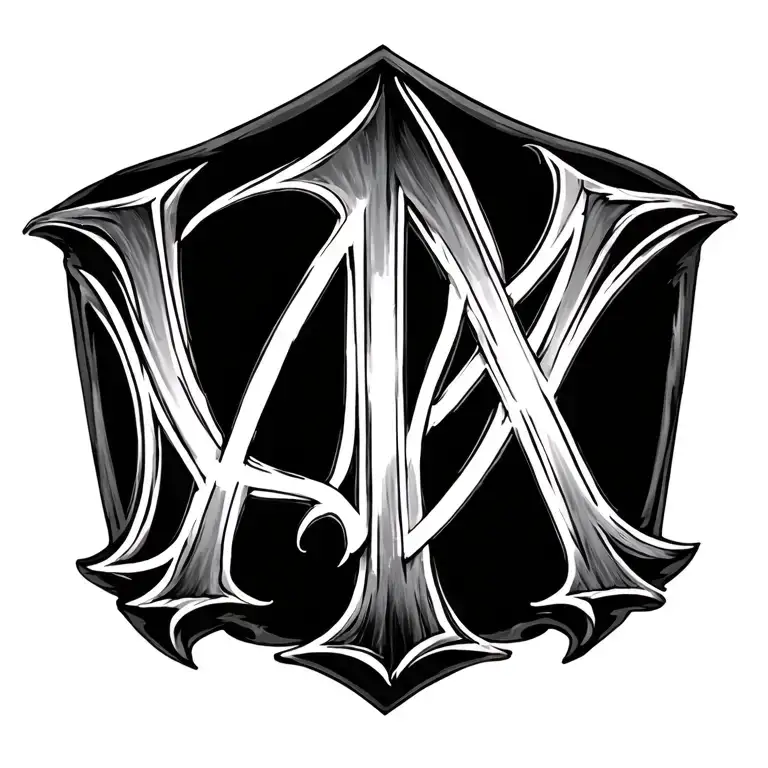 Letter M Three Times Connected By A Line Forming The Letter L