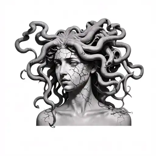 Black Woman Phenotype Medusa Head With Cracks In Face