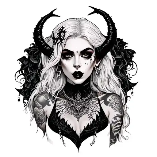 Gothic Demon Woman With Piercings And