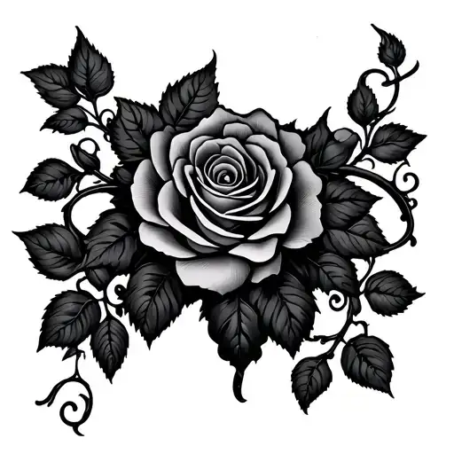 Roses And Grape Vine Intertwined