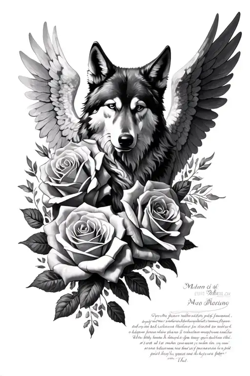 Michael Archangel Roses Intertwined Wolves Scripture