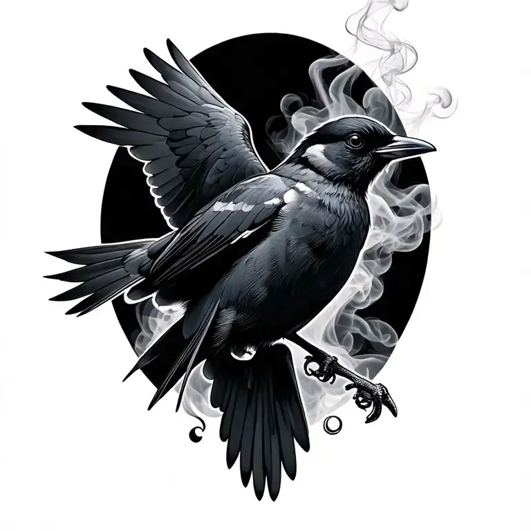 Smoke Blackbird Flying