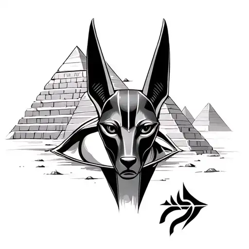 Anubis With Pyramids And The Eye Of Horus In The Background