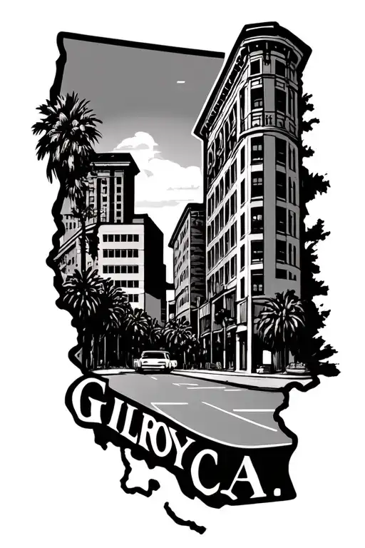 California State Outline With Gilroy Ca Building