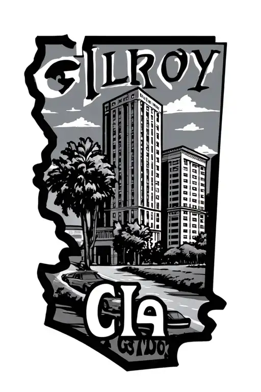 California State Outline With Gilroy Ca Building
