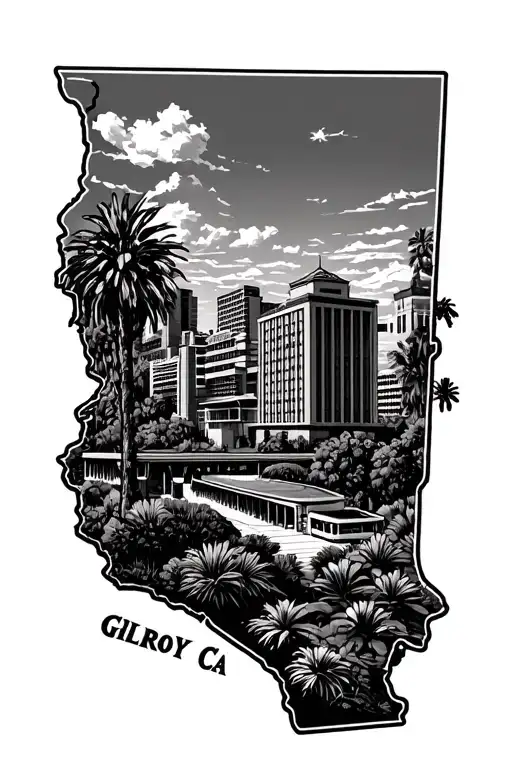 California State Outline With Gilroy Ca Building
