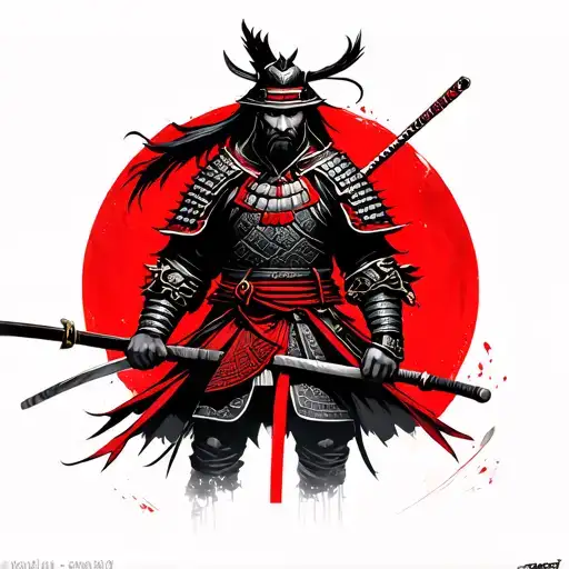 Black And Red Samurai Warrior