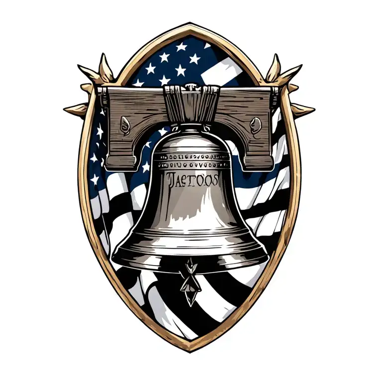 Flag Waving With Liberty Bell