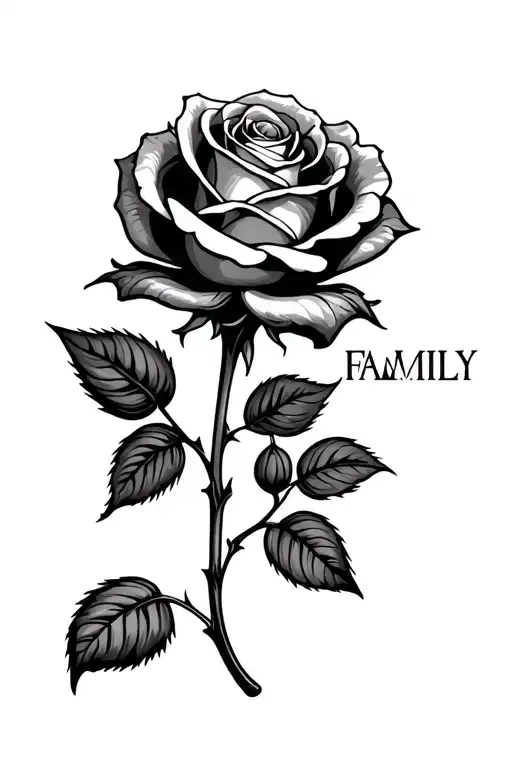 Rose With The Word Family As The Stem