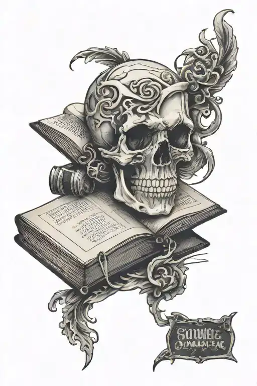 Skull And Book Surrounded