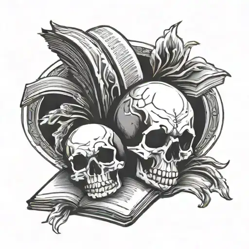 Skull And Book Surrounded