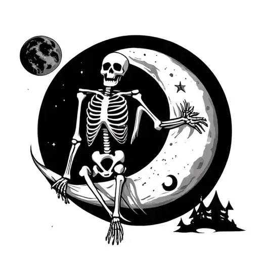 Skeleton On Moon