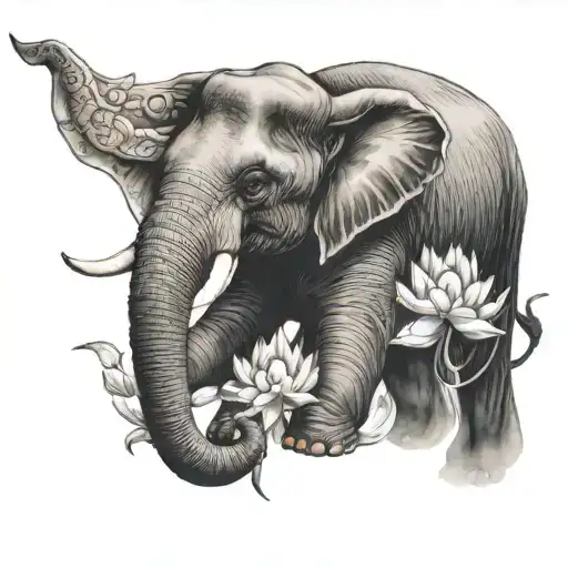 The Elephant In Buddhism Is Holding A Lotus Flower In Its Trunk
