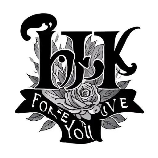 3 Initials Hjk Intertwined With Forever Love You