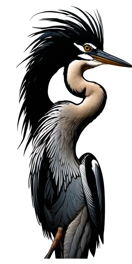 A Heron Bird Looking At The Sky Filled