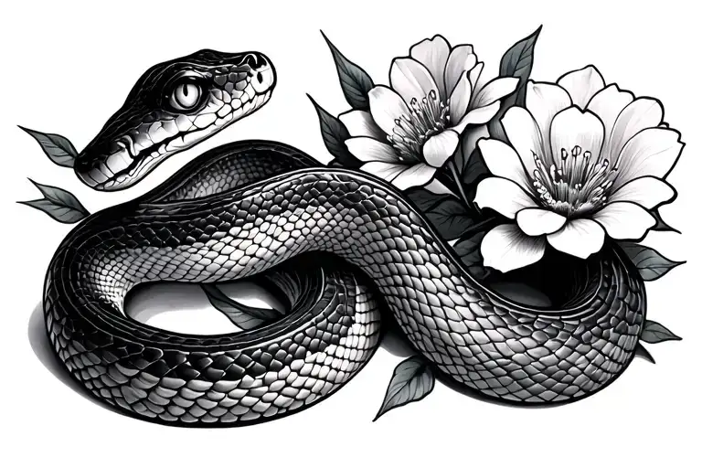 Snake With Flowers