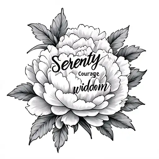 Peony Flowers With The Words Serenity Courage Wisdom