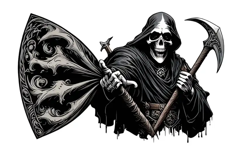 Chevy Bowtie And Grim Reaper Holding A Scythe