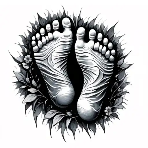 Cross And Baby Footprints