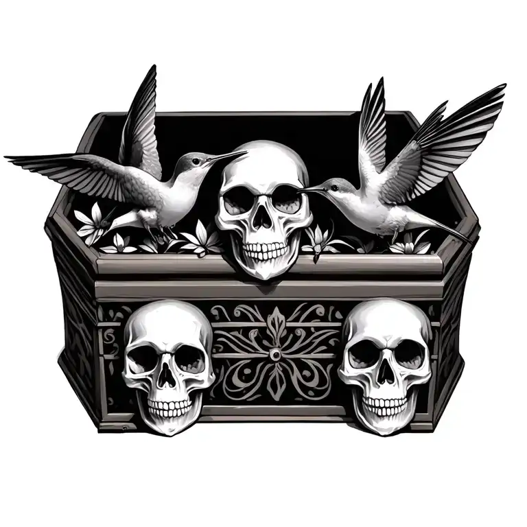Skulls Hummingbirds And Trinket Box