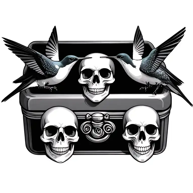 Skulls Hummingbirds And Trinket Box