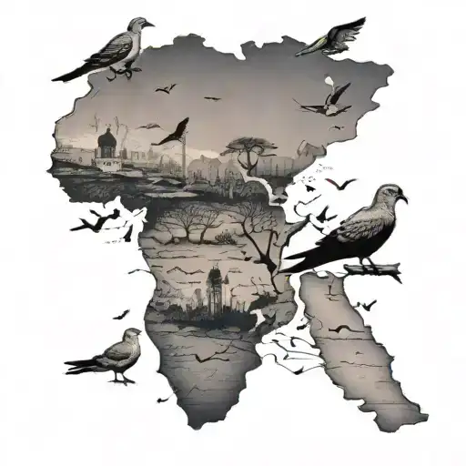 Map Of Africa With Flying Doves Andva Crown