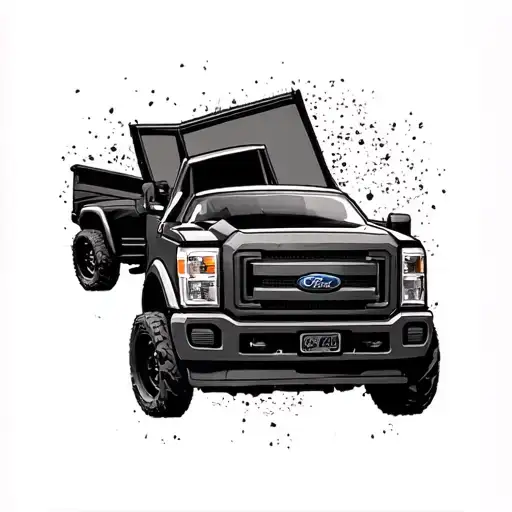 2 Ford Trucks Side By Side Back View