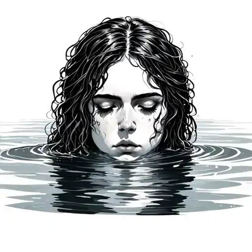 Depressed Woman Drowning