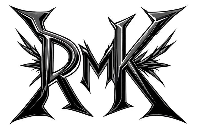 The Letters R M K In Cyber Sigilism For A Gym Logo