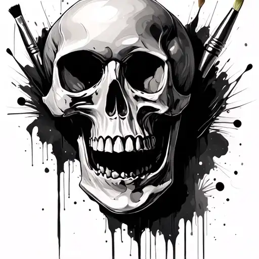 Skull With Paint Brushes
