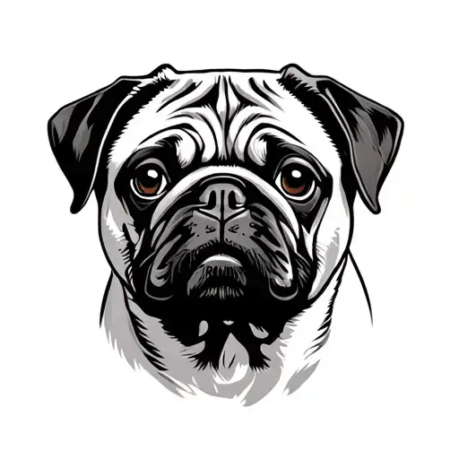 Pug Dog Face Outline