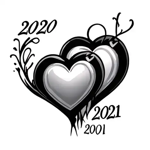 Two Hearts With One With 2020 In And One With 2021