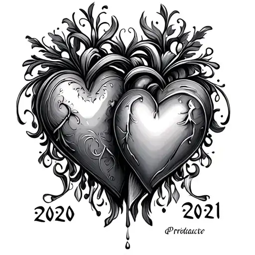Two Hearts With One With 2020 In And One With 2021