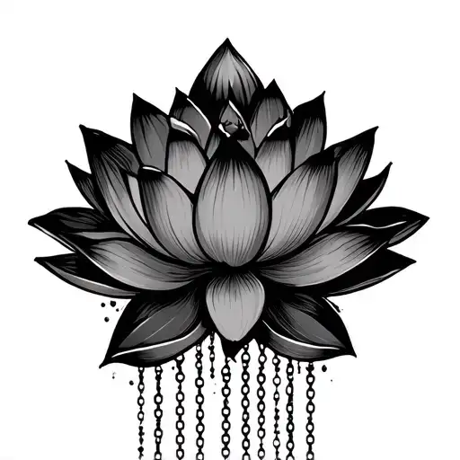 Lotus Flower With Dotted Chain That Falls