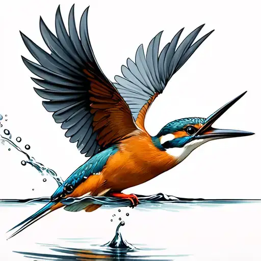 Kingfisher Diving Into Water