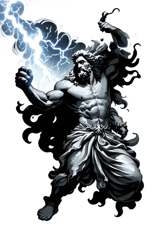 Zeus Wielding A Lightning Bolt