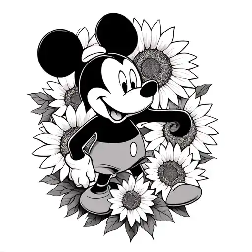 Wizard Mickey Mouse And Sunflowers