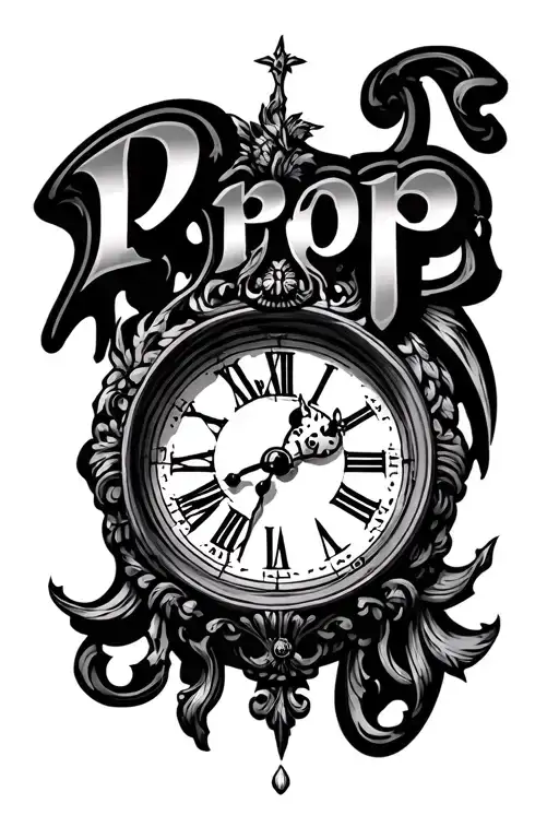 Roman Clock Saying R I P Pops