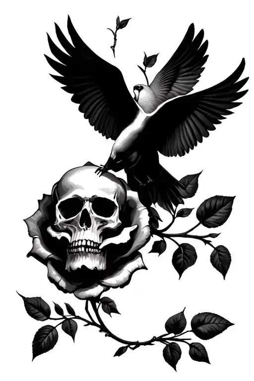 Skulls Rose And Dove