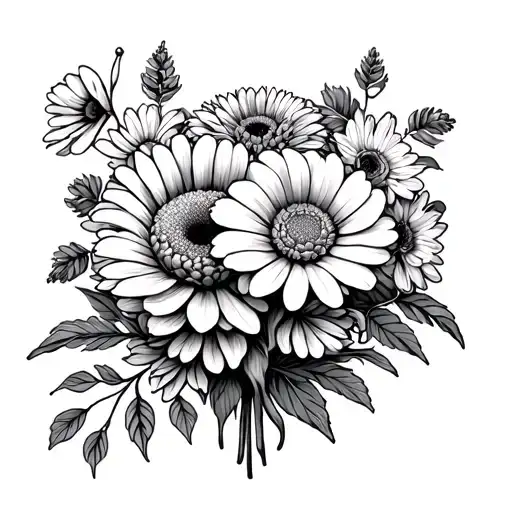 Marigold And Chrysanthemum And Carnation Bouquet Held Together