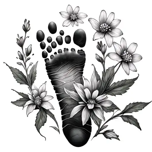 Baby Footprint Trailing Larkspur Flower Surrounded