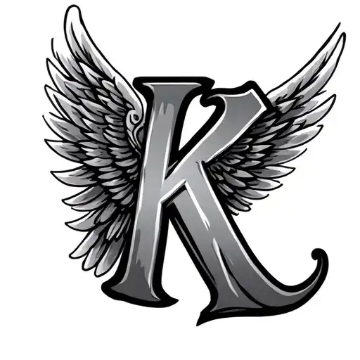 Angel Wing With K Name Letter