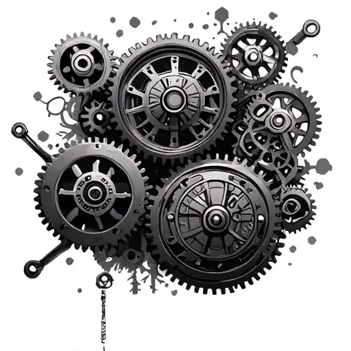 7 Gears In The Style Of Steampunk On A Beautiful Background