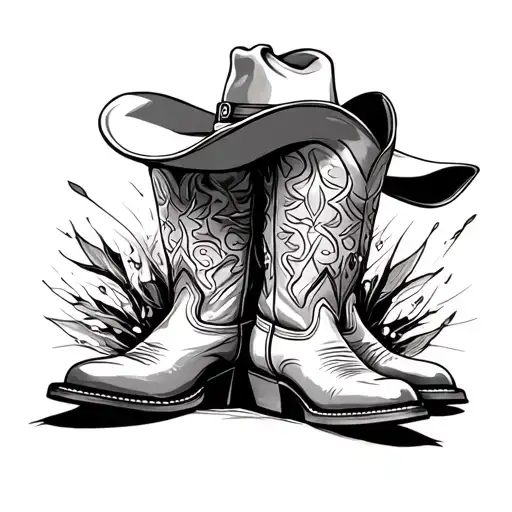 Cowboy Boots And Hat