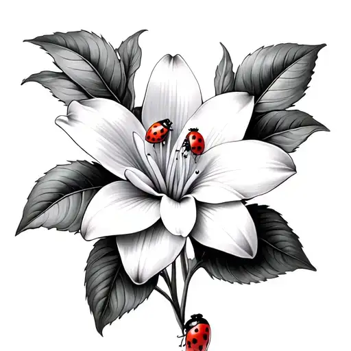 Water Lili With 2 Ladybugs