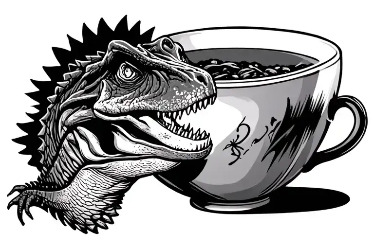 Trex Inside A Tea Cup Filled