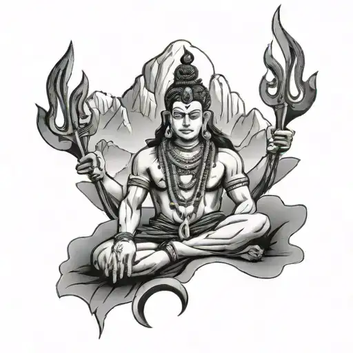 Mountain Silhouette And Shiva With Trishul With Silent Personality And 8 Yr Strong Love