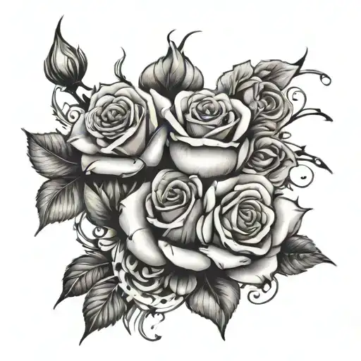 A Rose And Flower Bouquet With Hidden Game Symbols Intertwined